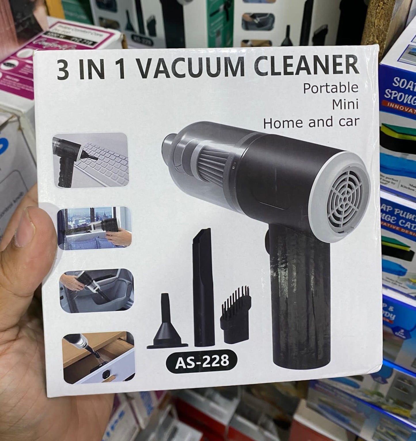 3 In 1 Portable Vacuum Cleaner Wireless Hand-held Cleaning For Car Home (as 228)