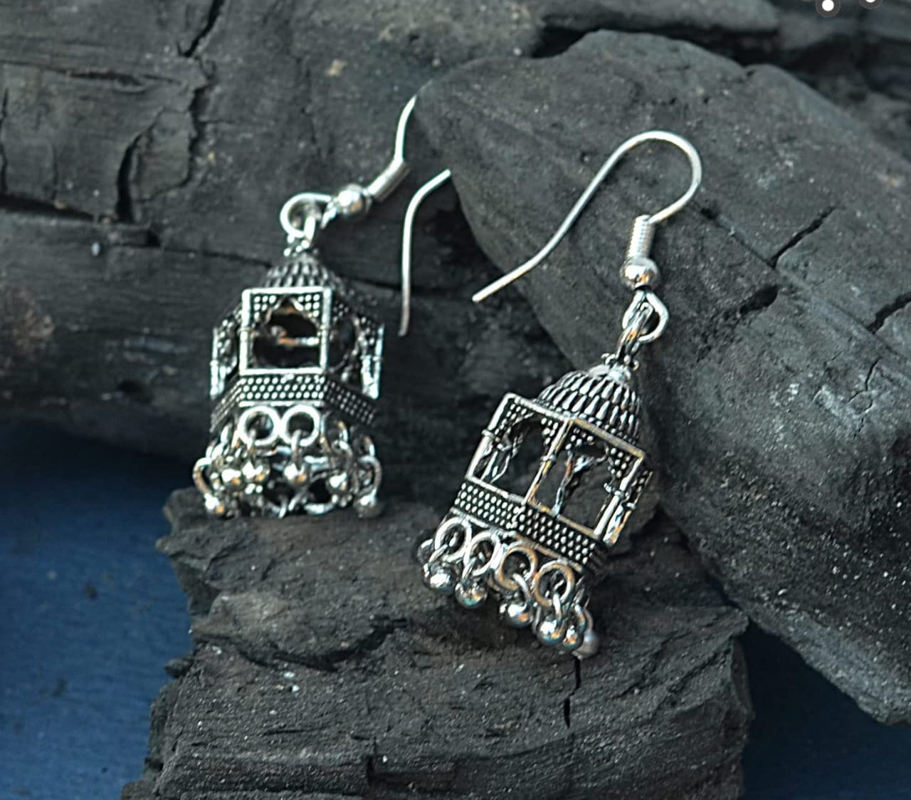 Elegant Silver Indian jhumka / Jhumka Earrings by Quirky Fashions | Ethnic wear | Casual wear