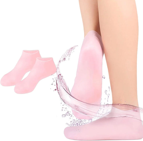 1 Pair Silicone Moisturizing Socks Women Foot Spa Pedicure Silicone Socks Foot Mask Exfoliating Beach Protective Gel Socks Anti Slip Aloe Socks for Dry Cracked Feet Calluses Foot Care