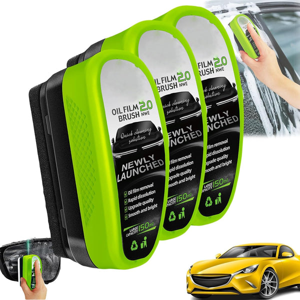 2025 New 2.0 Green Oil Film Wipe, Automotive Oil Film Cleaning Brush, 150ml Oil Film Remover for car, Windshield Cleaner Tool, Glass Oil Film Remover,...