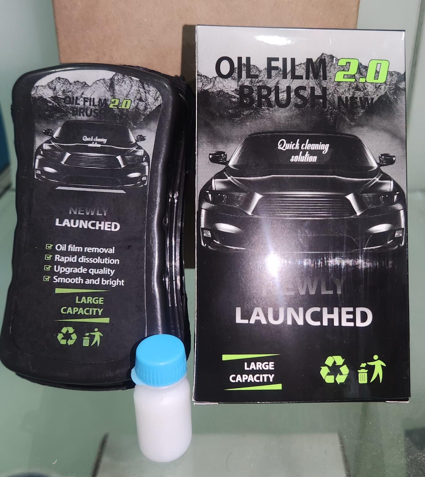 1Pc Oil Film Brush 2.0, Clear Vision Glass Cleaner, Clearview Shield Clear Vision Windshield Cleaner, Car Windows (With extra liquid)