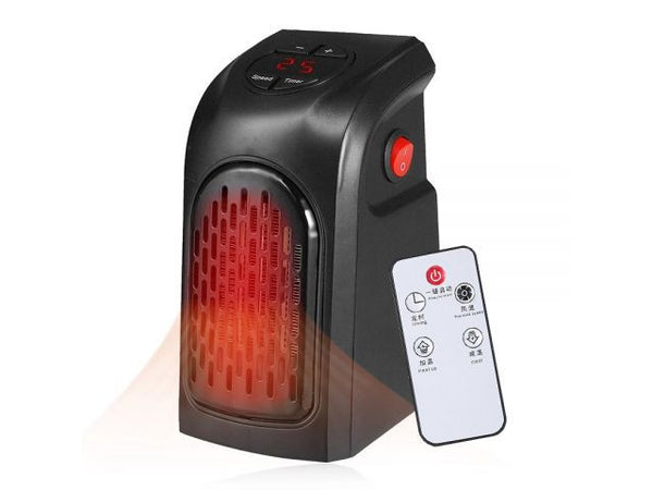 Handy Electric Heater, 400 Watts Heater, Plug-In Heatter, Mini, Portable Room, Office, Bedroom Warmer with LED Display, Set Temperature, and Stylish Design (Black)